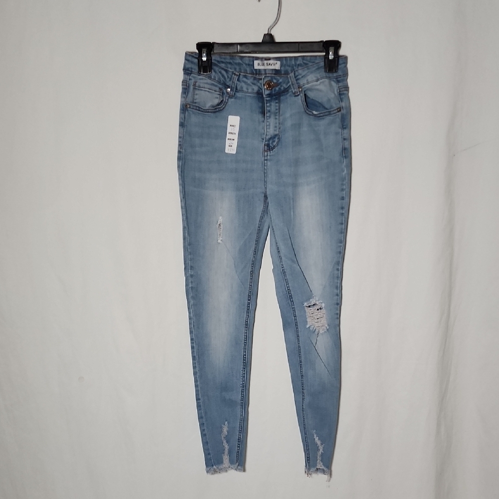 Trendy Light Blue Distressed Skinny Jeans